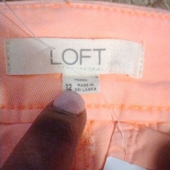 Loft Marissa neon orange straight leg, nwt(black stain front, placed penny comp - Picture 5 of 7